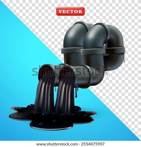 Oil drain pipe. 3d vector, suitable for pollution and design elements