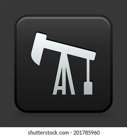 Icono de taladro de aceite en botón blanco y negro 
