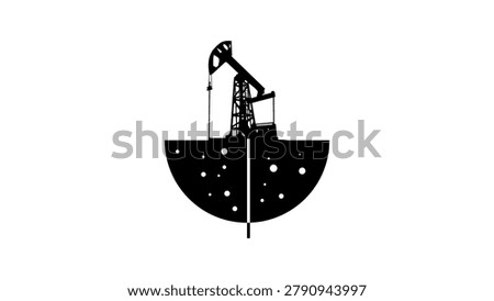 Oil Drilling, black isolated vector silhouette
