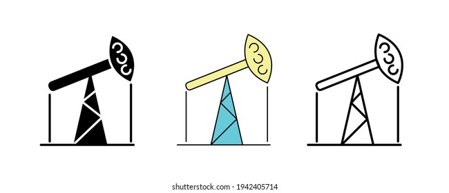 Oil Drilling Icon Design. Oil Drilling Icon Set In Silhouette, Colorful And Linear. Oil Field Icon Line Vector Illustration Isolated On A Clean Background For Your Web Mobile Application Logo Design.