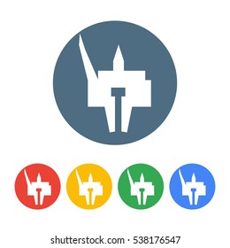 Oil Drilling Platform Icon. Minimalistic Style. Flat Desig. Vector Illustration