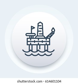 oil drilling platform icon, offshore rig, linear style