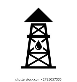 Oil drilling rig icon with drop symbol petroleum drilling industry resource