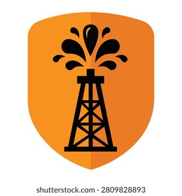 Oil drilling rig inside protective shield illustrating petroleum industry safety, energy production, engineering infrastructure, fuel exploration, industrial security, refinery operations, and commercial design applications.