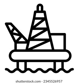 Oil drilling rig offshore line icon, oil industry concept, oil platform on water vector sign on white background, outline style icon mobile concept web design. Vector graphics.