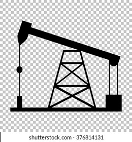 Oil drilling rig sign. Flat style icon on transparent background