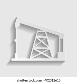 Oil drilling rig sign. Paper style icon