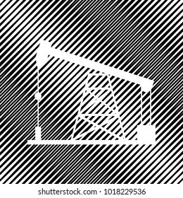Oil drilling rig sign. Vector. Icon. Hole in moire background.