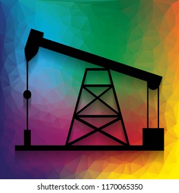 Oil drilling rig sign. Vector. Flat style black icon on white.
