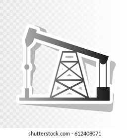 Oil drilling rig sign. Vector. Blackish icon on transparent background with transition.