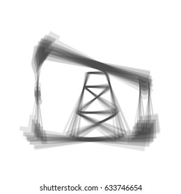 Oil drilling rig sign. Vector. Gray icon shaked at white background.