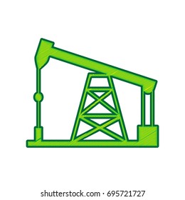 Oil drilling rig sign. Vector. Lemon scribble icon on white background. Isolated