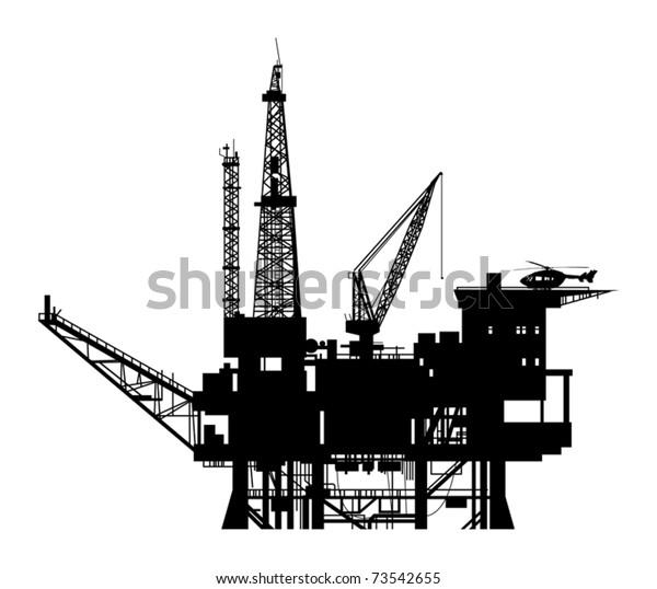 Oil Drilling Rig Silhouette Vector Illustration Stock Vector (Royalty