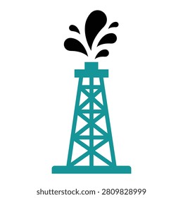 Oil drilling tower illustration representing petroleum extraction, industrial engineering, refinery infrastructure, energy production, fuel exploration, resource development, and commercial oil industry design applications.