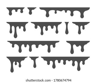 Oil drip silhouette. Splashes paint vector template. Syrup drip collection. Vector illustration 