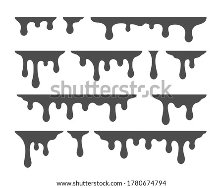 Oil drip silhouette. Splashes paint vector template. Syrup drip collection. Vector illustration 