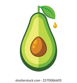 Oil Dripping from Avocado Fruit Vector Illustration - Cartoon Clipart and Line Art Design