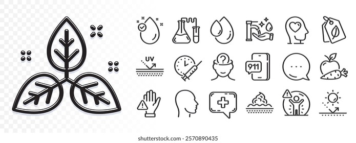 Oil drop, Bio tags and Dont touch line icons for web app. Glare of light effect. Message icon. Pack of Chemistry lab, Apple carrot, Vitamin e pictogram icons. Vector