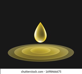 Oil drop with black background, vector illustration.