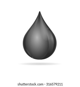 Oil Drop Black and Shiny Isolated on White Background. Vector illustration
