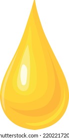 Oil drop cartoon icon. Golden serum. Yellow liquid isolated on white background