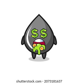 oil drop character with an expression of crazy about money , cute style design for t shirt, sticker, logo element