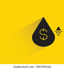 oil drop with dollar sign on yellow background