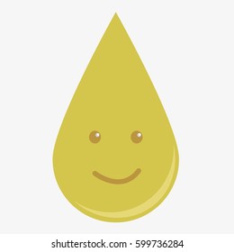 Oil drop doodle character. Flat vector icon isolated on white background