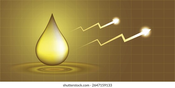 Gota de aceite cayendo Gráfico brillante arriba Cartel de Vector