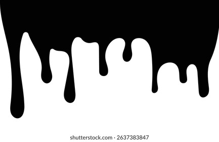 Oil drop, Flowing liquid. Stencil drops. Paint splatter. Molten. Chocolate drops. Vector illustration.	