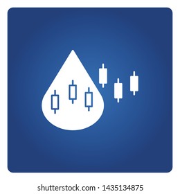 oil drop and graph for oil price spot concept in blue background
