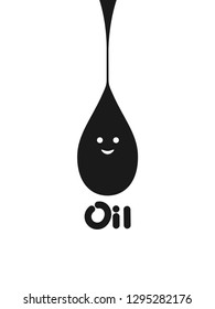 an oil drop hangs down and smiles. illustration in flat style on a white background vector