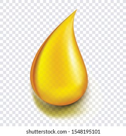 Oil drop or honey isolated on transparent background as industrial and petroleum concept. vector illustration.