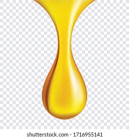 Oil drop or honey isolated on transparent background as industrial and petroleum concept. vector illustration.