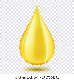 Oil drop or honey isolated on transparent background as industrial and petroleum concept. vector illustration.