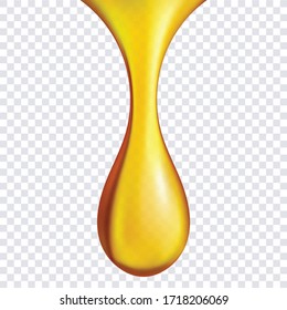 Oil drop or honey isolated on transparent background as industrial and petroleum concept. vector illustration.