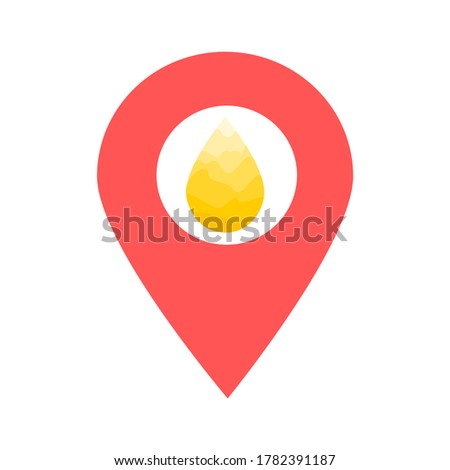 Oil drop or honey location map pin pointer icon. Map point element for mobile concept and web apps. Icon for website design and app development. Premium olive or fuel gold oil icon sign.
