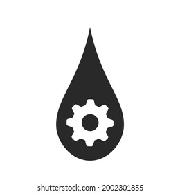 oil drop icon with a gear. oil industry and fuel technology symbol. isolated vector image in flat style