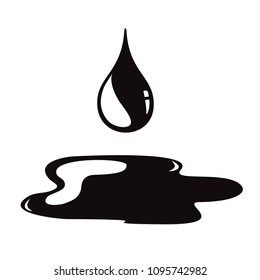 Oil drop icon isolated on white background. Oil puddle for web site, backdrop and logo template. Flat icon for poster, placard and banner. Creative art concept, vector illustration, eps 10