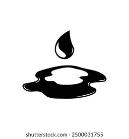 Oil drop icon isolated on white background. Oil puddle for web site, backdrop and logo template. Flat icon for poster, placard and banner. Creative art concept, vector illustration