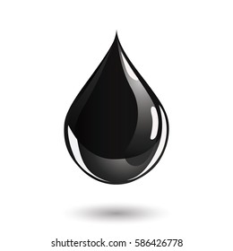 Oil drop icon. Perfectly shaped droplet with a shadow underneath.