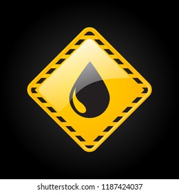 Oil drop icon. Petroleum sign. Fuel and gas icon. Energy industry symbol. Diesel drop label. Refinery mark. Oil storage emblem. Attantion and warning liquid pollution emblem.