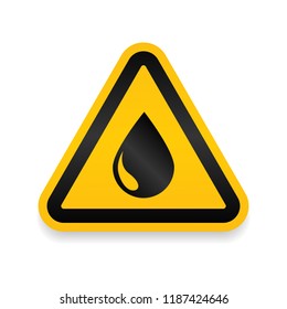 Oil drop icon. Petroleum sign. Fuel and gas icon. Energy industry symbol. Diesel drop label. Refinery mark. Oil storage emblem. Attantion and warning liquid pollution emblem.