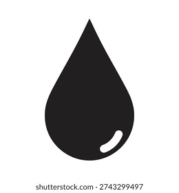 Oil drop icon showing black liquid droplet for petroleum industry fuel energy and chemical resource concept