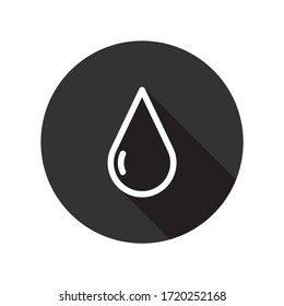 Oil Drop Icon. Water Drop Sign. Petroleum Vector Icon. Ink Drop Icon.  Tear Drop Symbol. EPS 10 Flat Sign Design. Round Icon Pictogram With Shadow