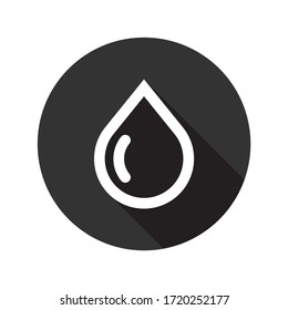 Oil Drop Icon. Water Drop Sign. Petroleum Vector Icon. Ink Drop Icon.  Tear Drop Symbol. EPS 10 Flat Sign Design. Round Icon Pictogram With Shadow