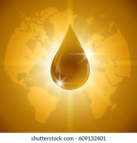 Oil drop isolated on Earth. Icon of drop of oil or honey,vector