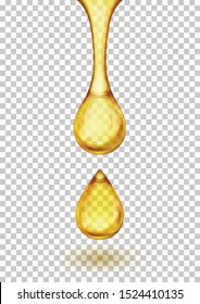 Oil drop isolated on white background. Icon of drop of oil or honey, EPS 10 contains transparency.
