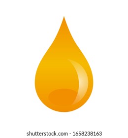 Oil drop isolated on white background. Vector illustration with honey yellow liquid drop. Can be used as a web icon, logo design etc.