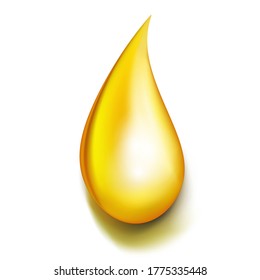 La caída de aceite aislada en el fondo blanco.